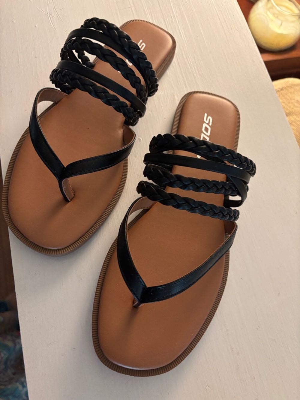 Soda Black Braided Multi-Strap Women’s Sandals Brand New